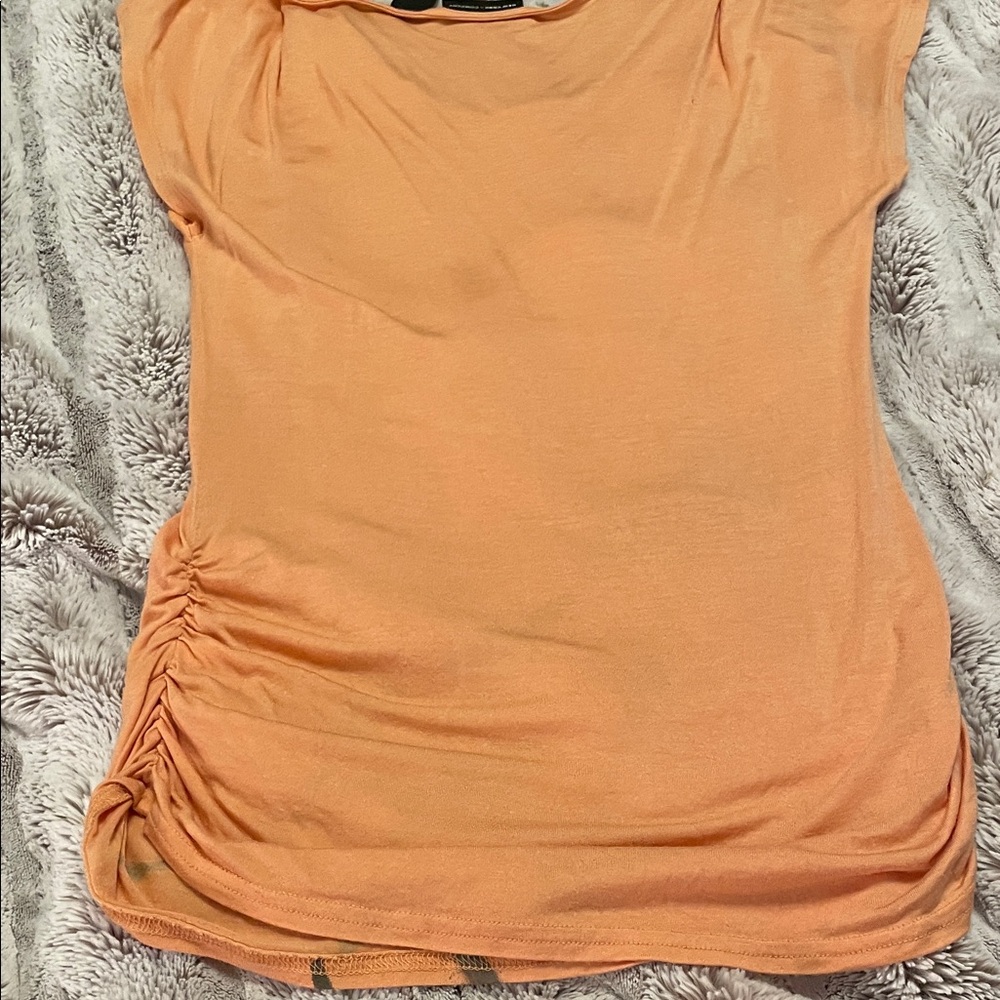 New York & Company Orange Floral Off-Shoulder Top - Picture 5 of 5